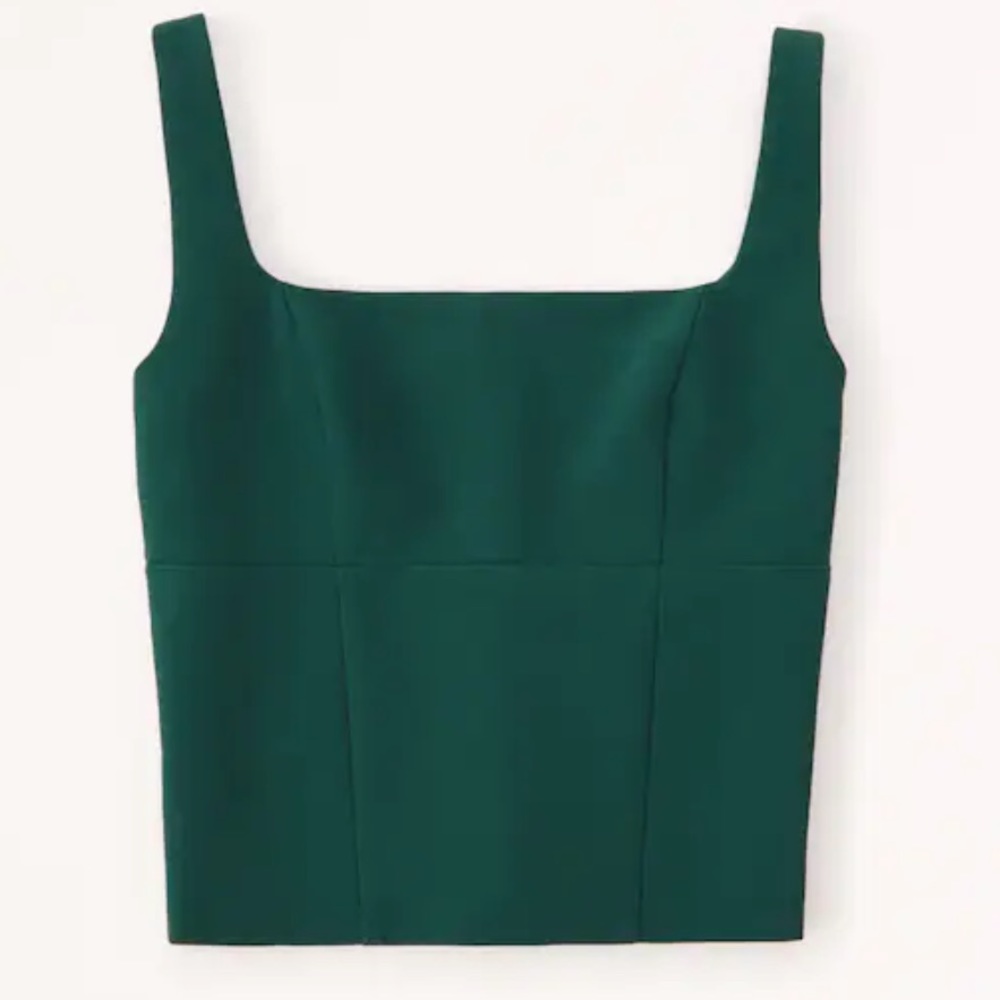 Abercrombie Square Neck Top, Green, Size Small, Adjustable Straps, NWT